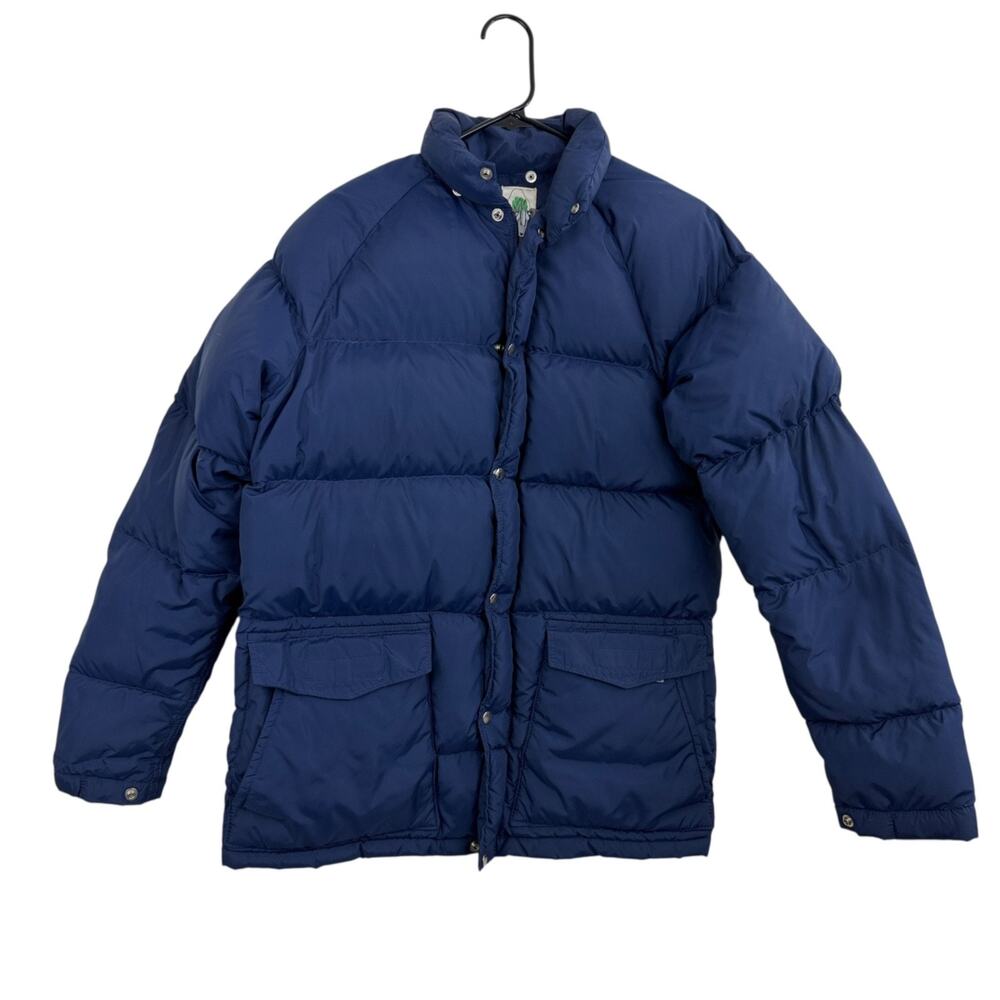 Vtg Sierra Designs Down Puffer Jacket Small Blue Outdoors Full Zip Cedar Tag 70s
